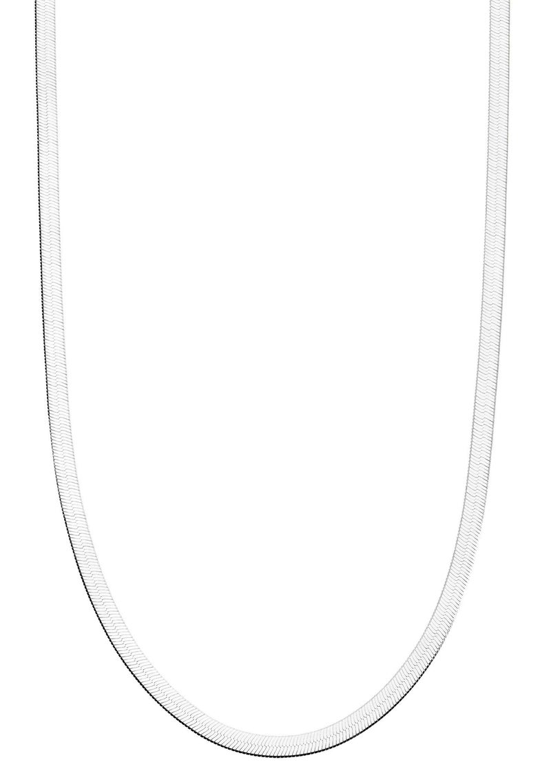 Miabella Italian Solid 925 Sterling Silver, 18Kt Gold Plated 3.5mm Flexible Flat Herringbone Chain Necklace for Women, Made in Italy (SI, Length 20 Inches) - Image 1